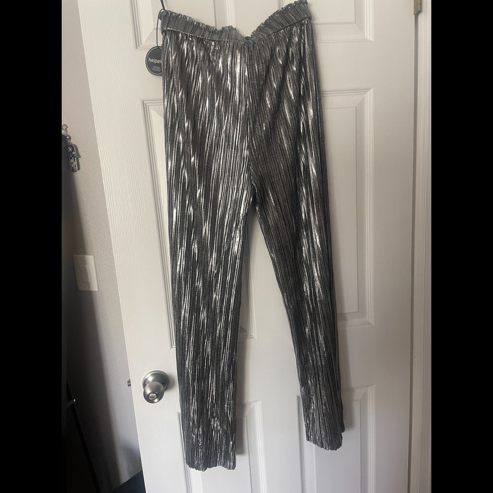 Silver Pants for Party Cocktail Night out Dance Show Wedding Cosplay Club